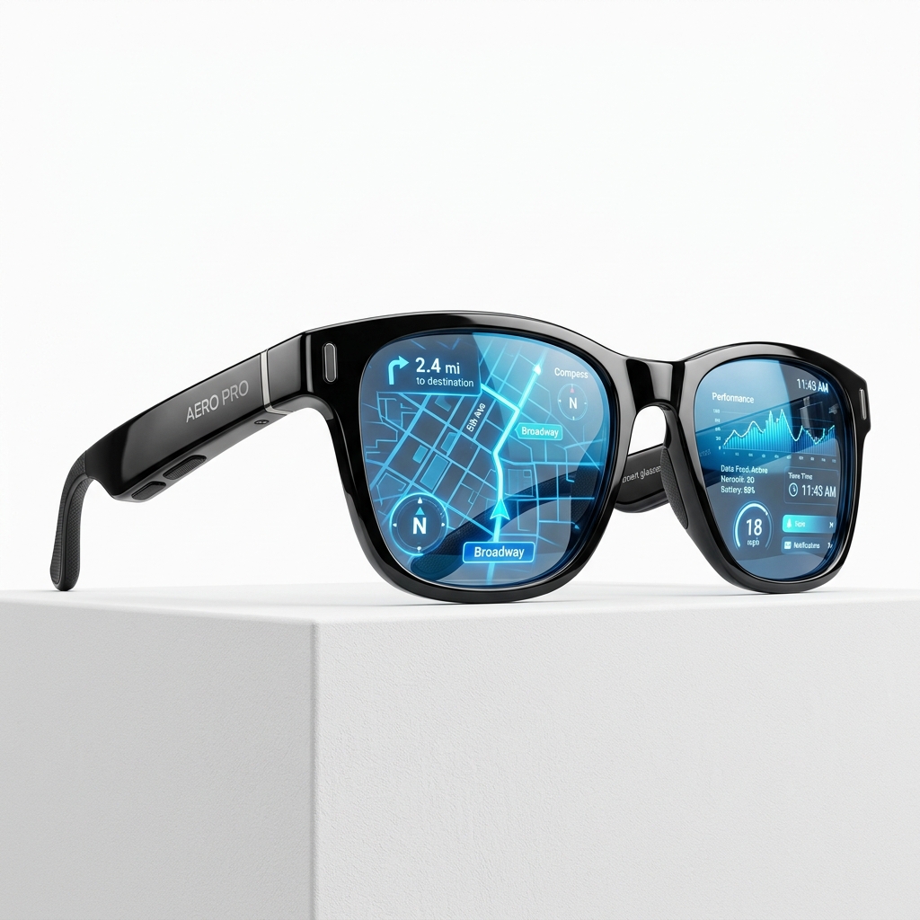 Aero Pro AR Frames featuring dynamic optical HUD display.